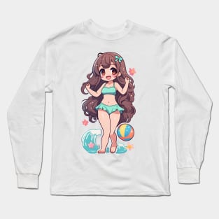 Cute anime girl in bikini Long Sleeve T-Shirt